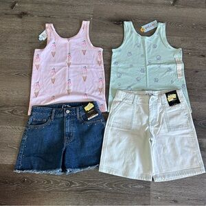 NWT Girls 10/12 Tank Tops & Denim Jeans Shorts Sets Outfits Art Class Cat & Jack
